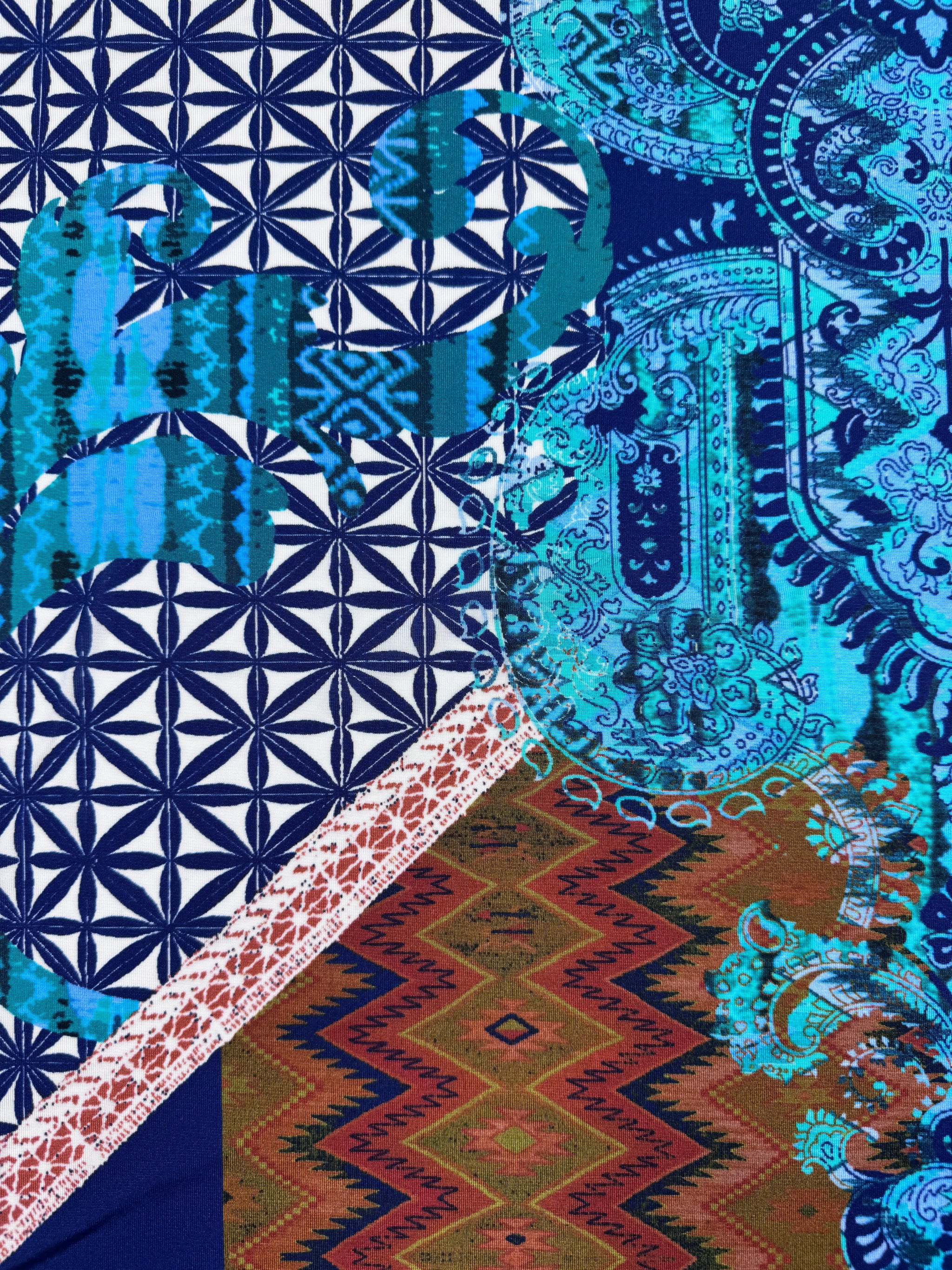 Viscose Knit - Geo Ikat - 140cm