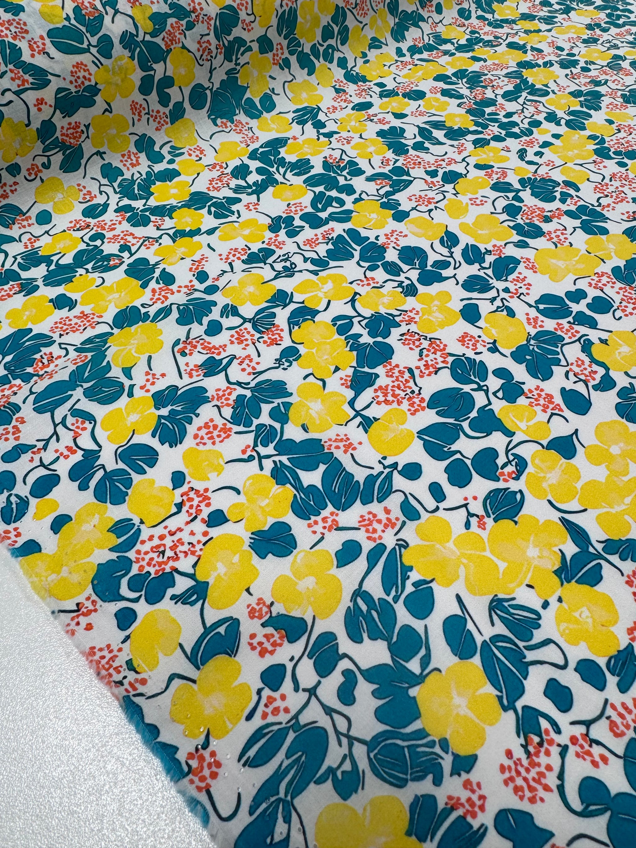 Cotton Voile - Blue Daisy - 145cm