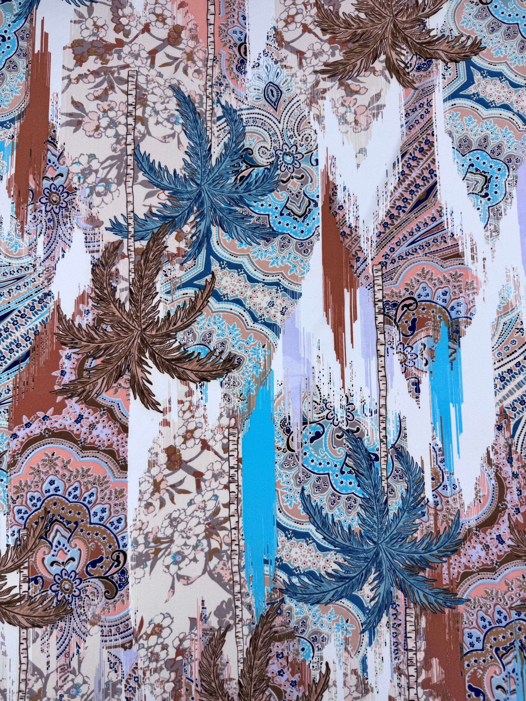 Designer Printed Lycra - Aqua Mosaic - 145cm
