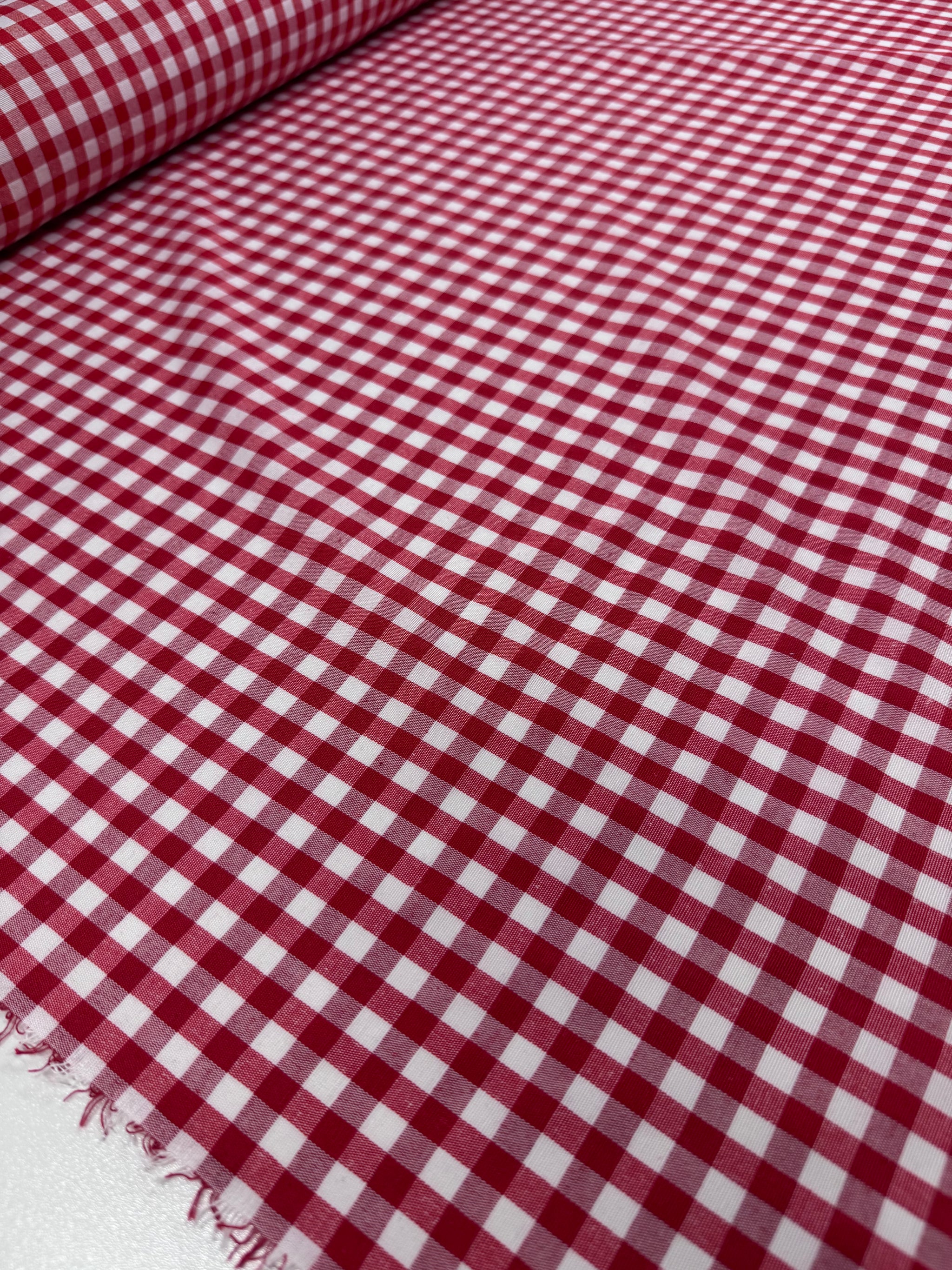 Linen Blend - Red & White  - 150cm
