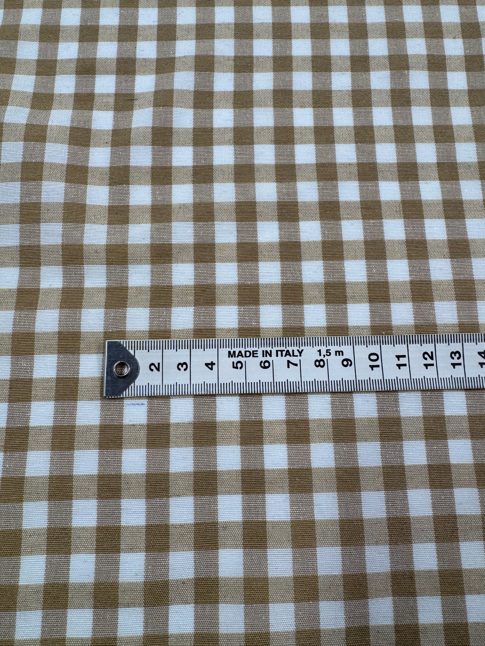 Linen Blend - Indian Tan & White  - 150cm