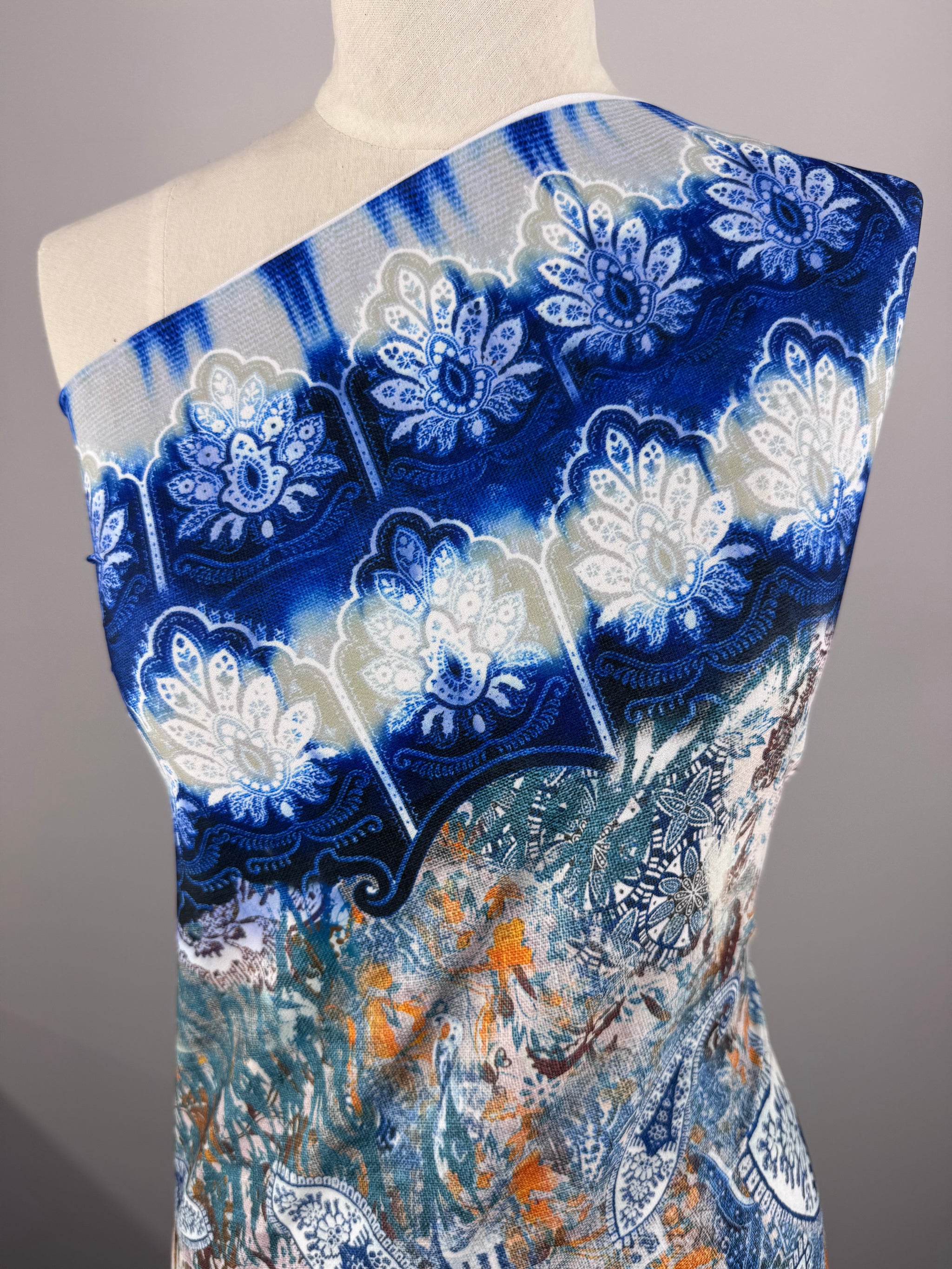 Designer Printed Lycra - Azure Tapestry - 145cm