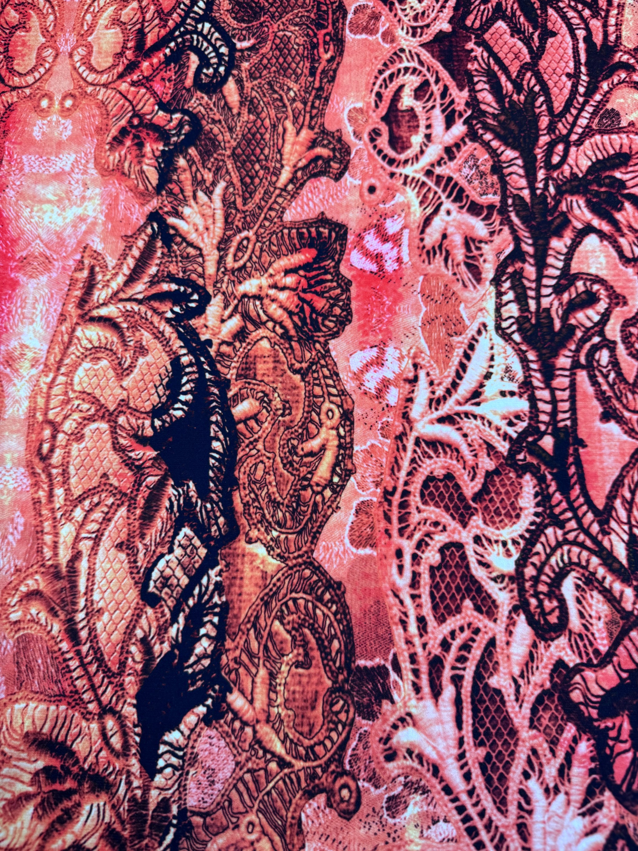 Designer Printed Lycra - Rust Mirage - 150cm