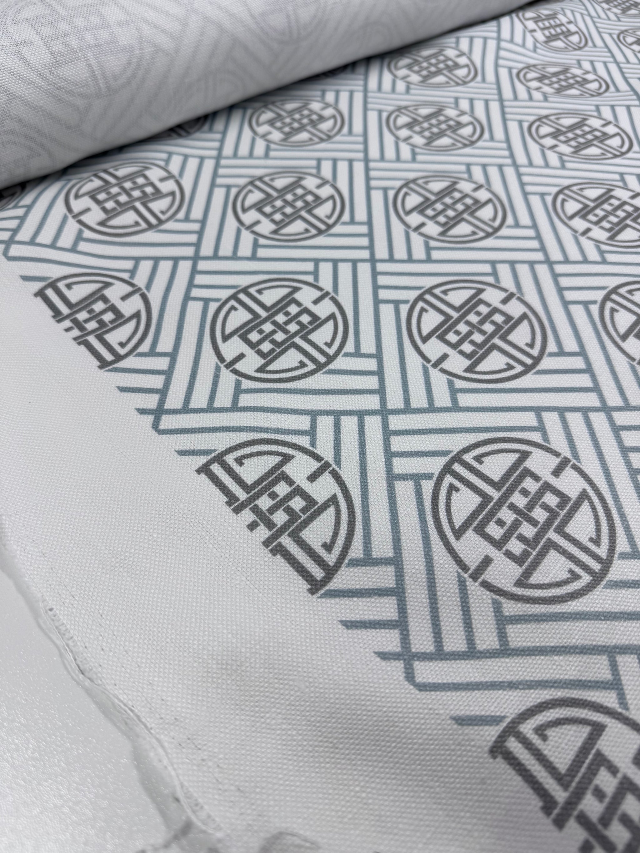 100% Pure Linen - Porcelain Grid - 152cm