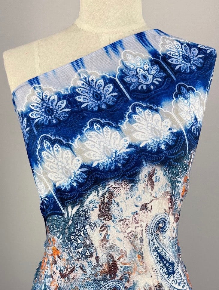 Designer Printed Lycra - Indigo Boheme Tapestry - 150cm