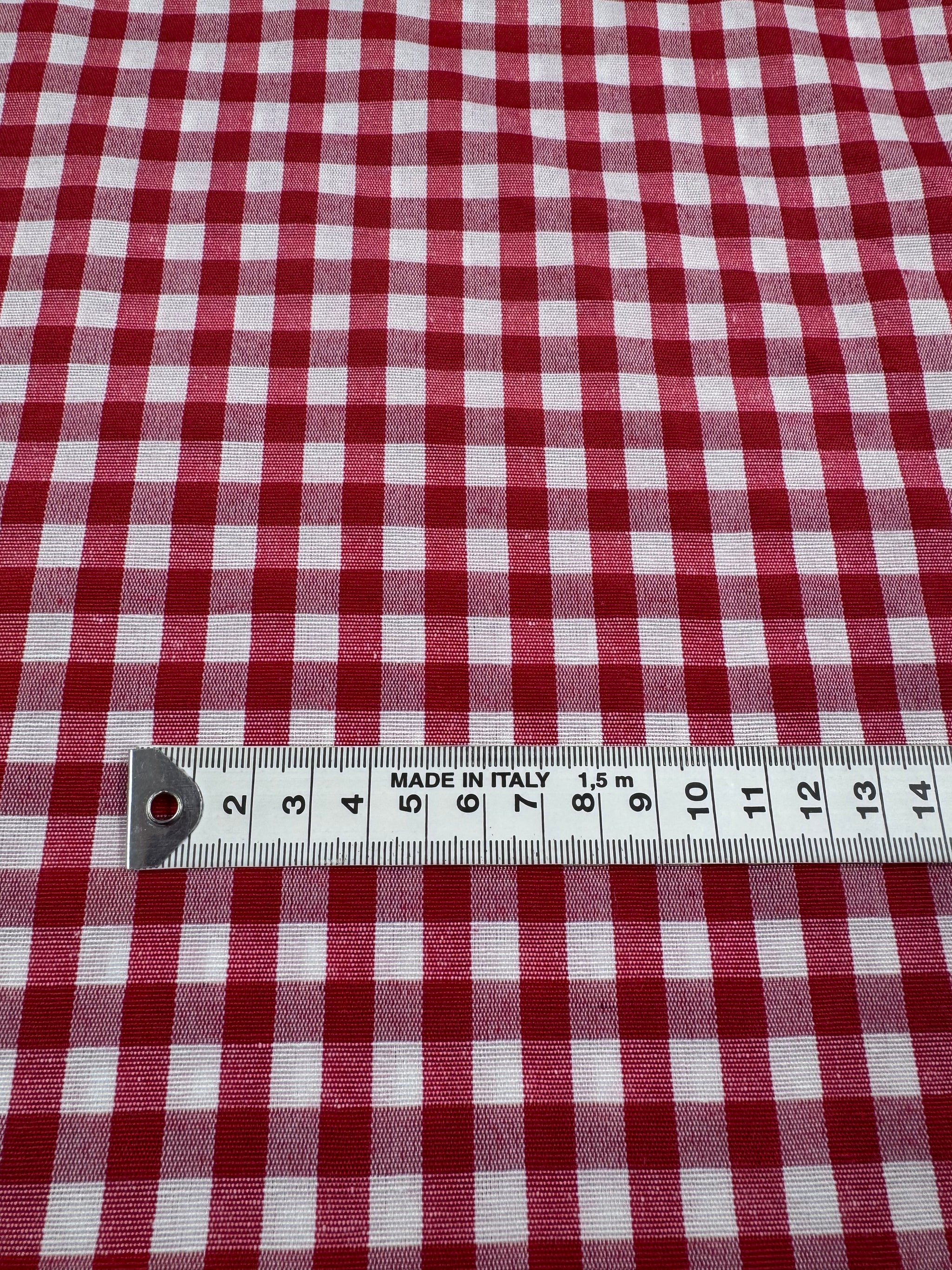 Linen Blend - Red & White  - 150cm
