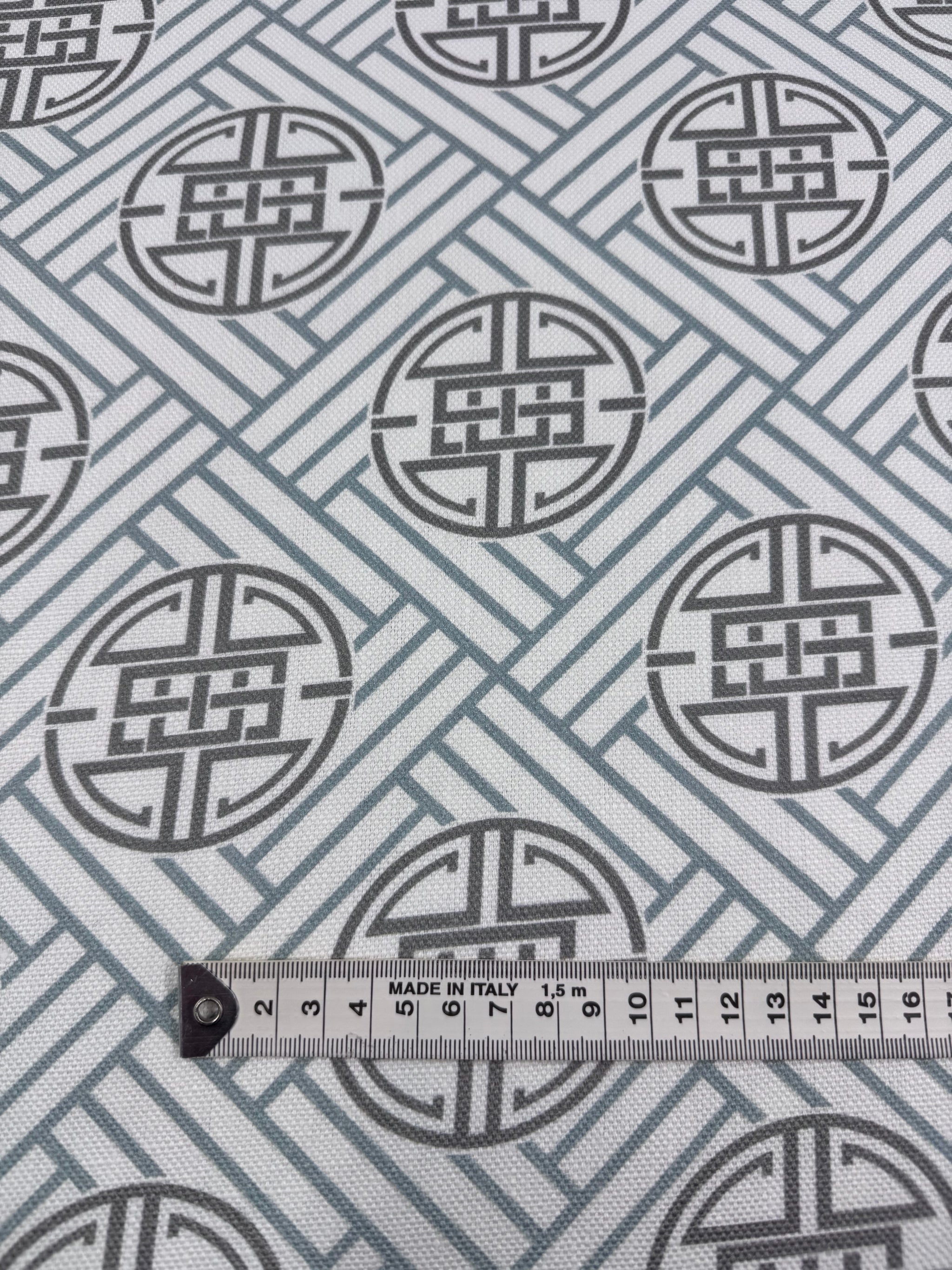 100% Pure Linen - Porcelain Grid - 152cm