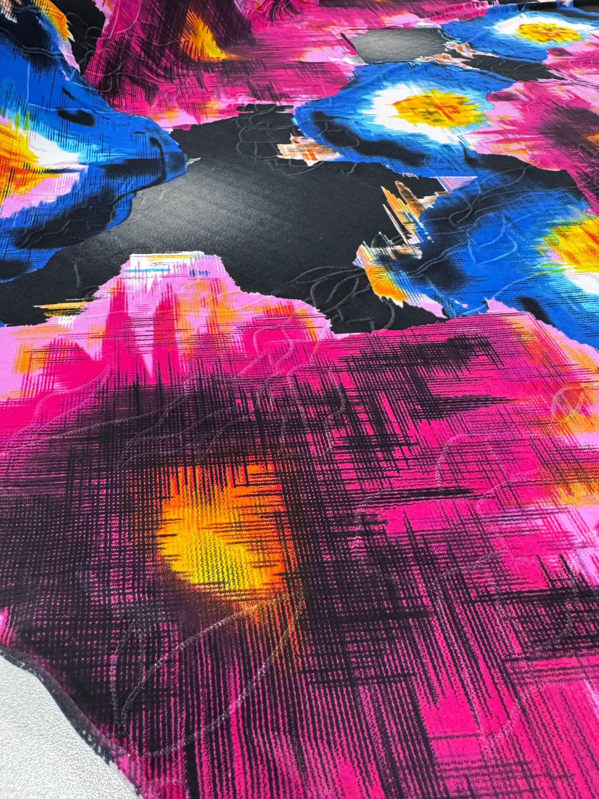 Designer Printed Lycra - Magenta Storm - 150cm