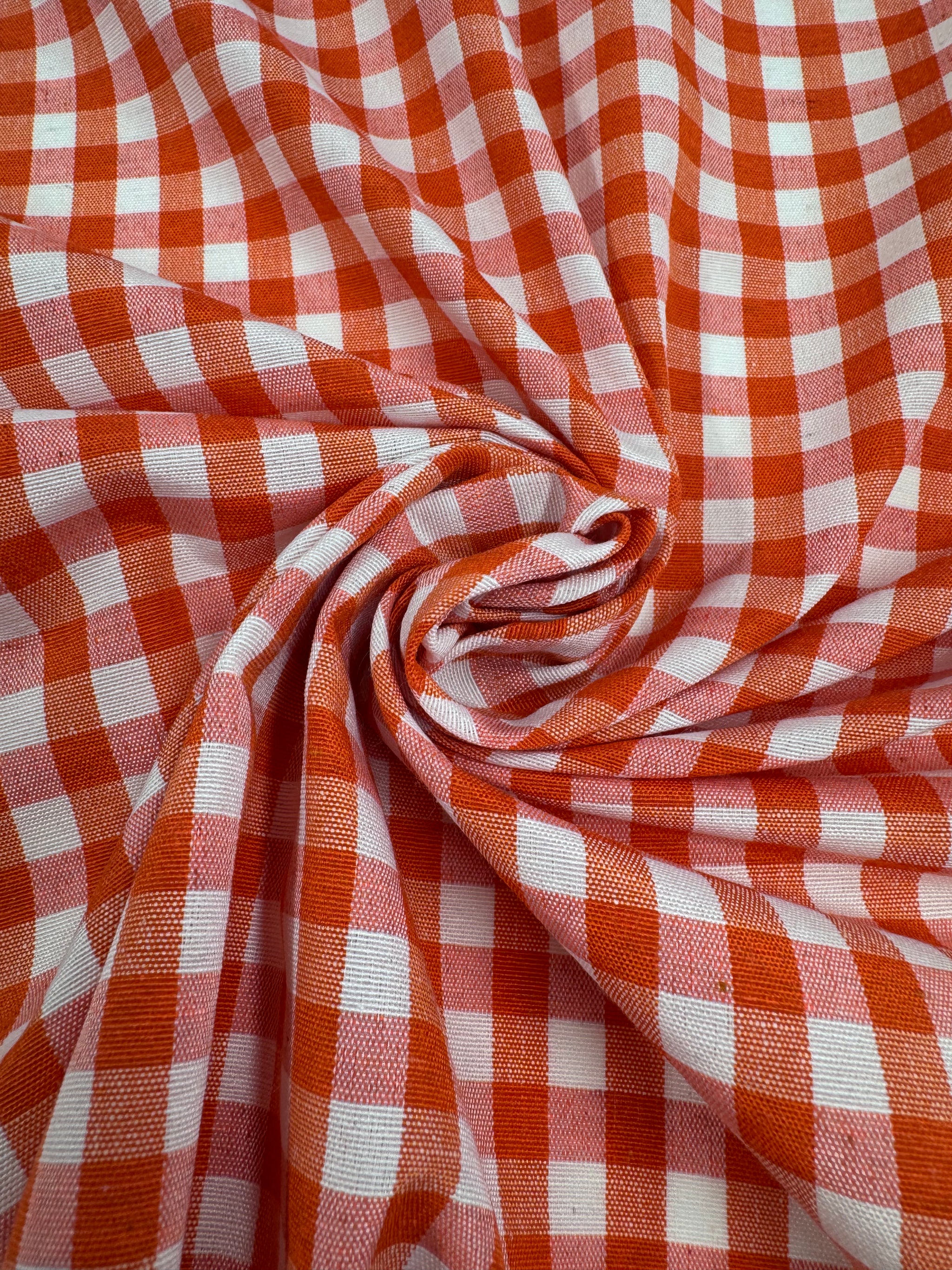 Linen Blend - Orange & White  - 150cm