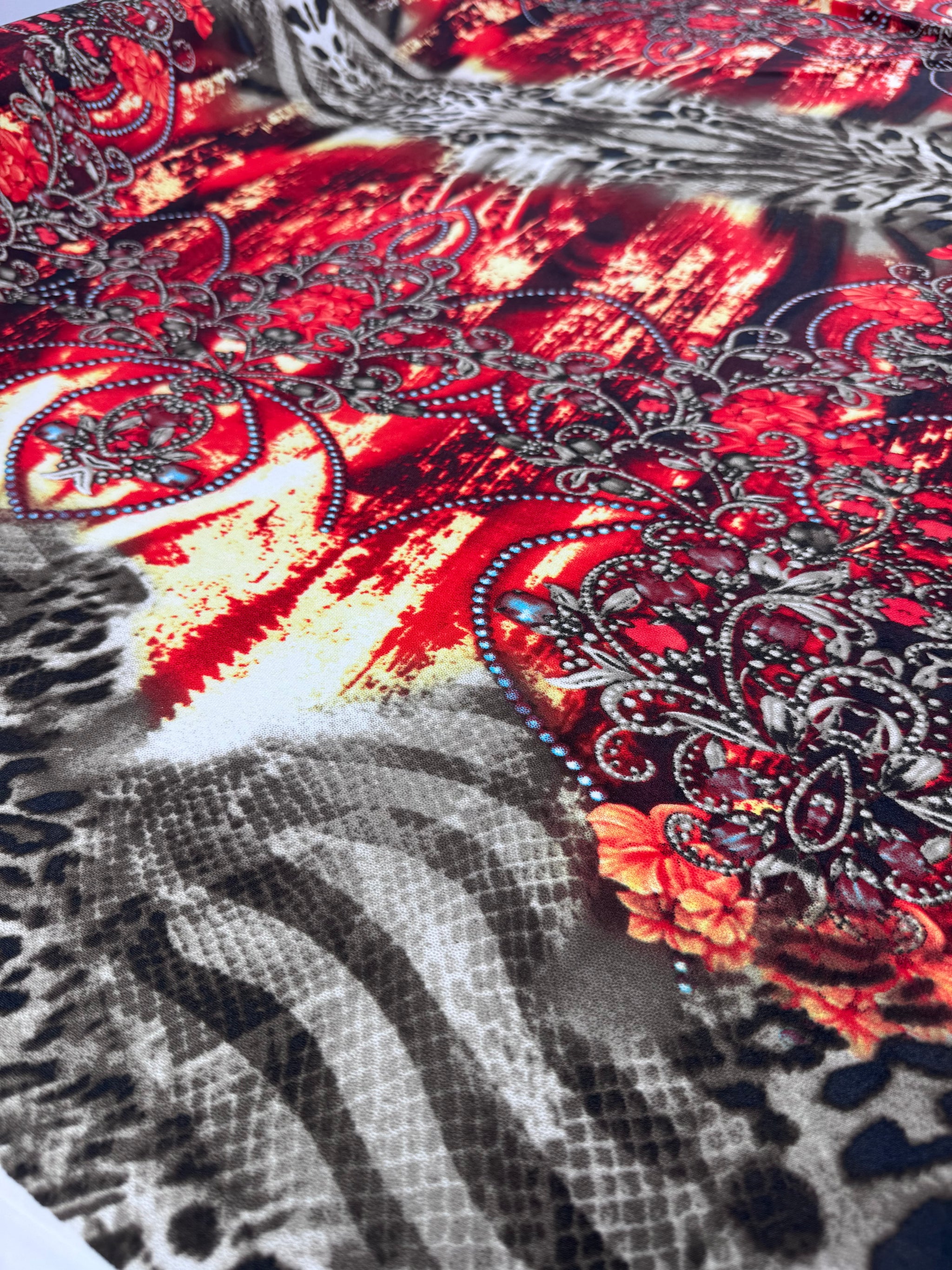 Designer Printed Lycra - Ruby Chain - 150cm