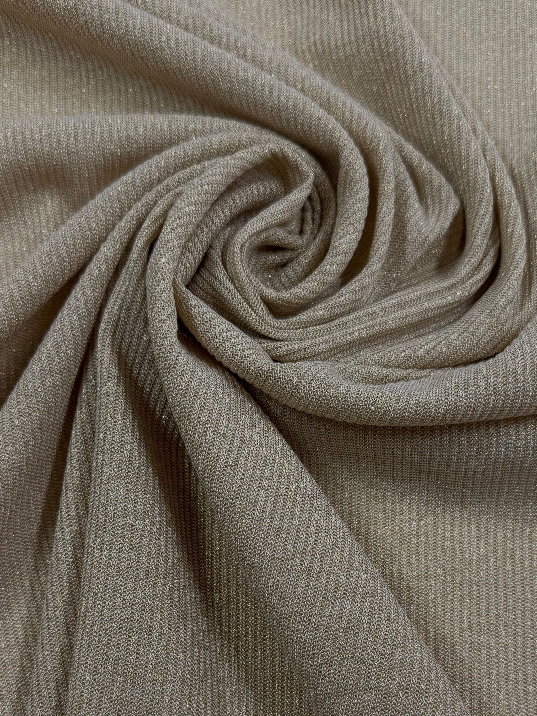 Viscose Rib Knit - Pebble & Gold - 130cm