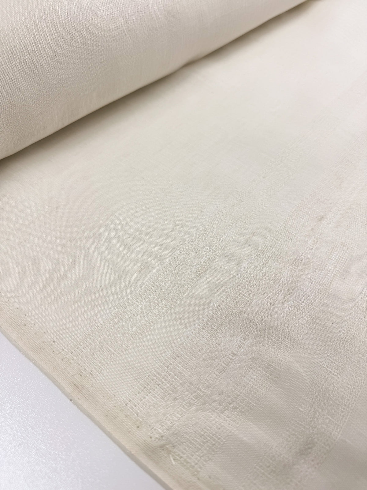 Detail of cream pure linen flax fabric