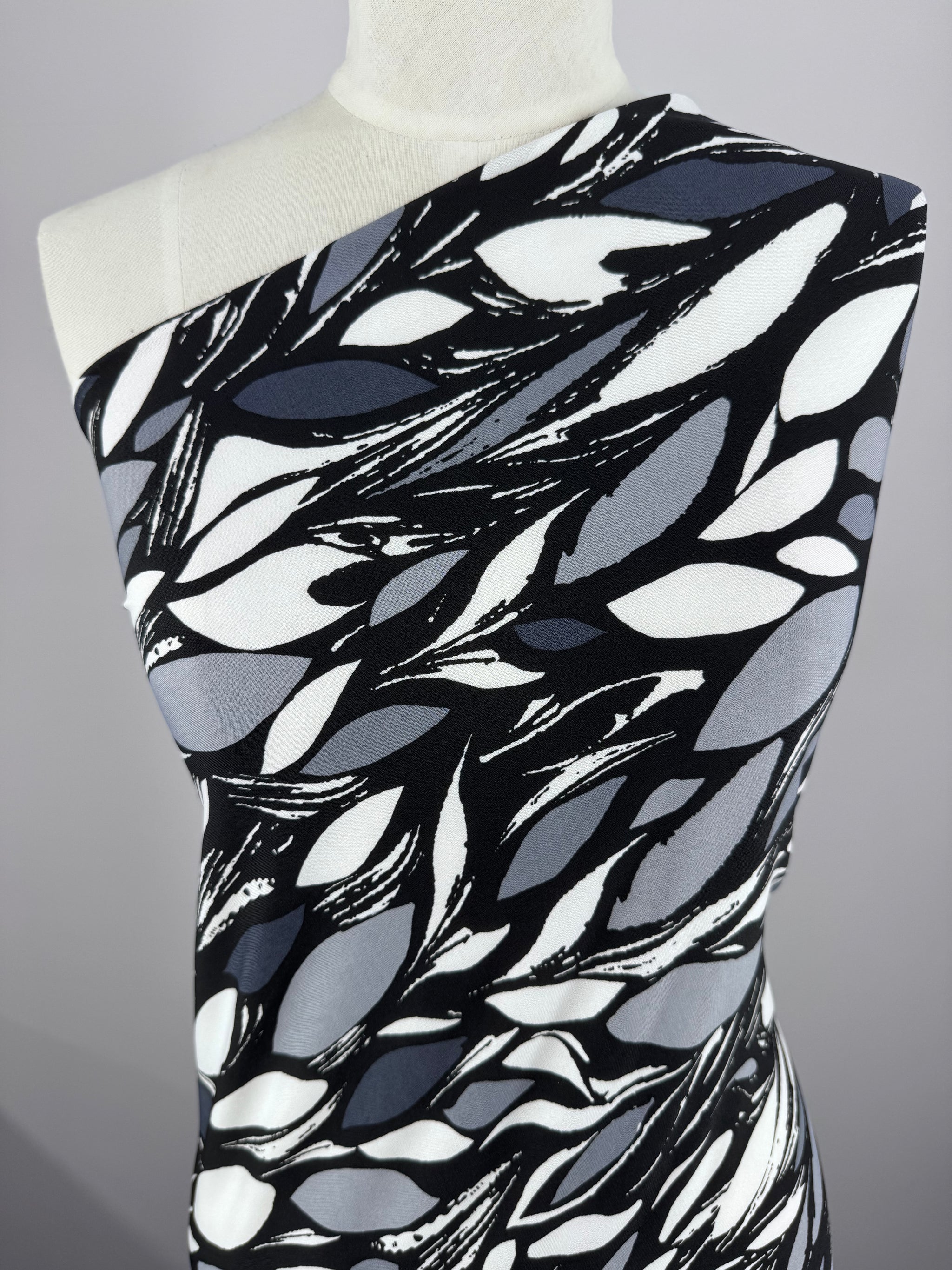 Designer  Lycra - Ink Petals - 150cm