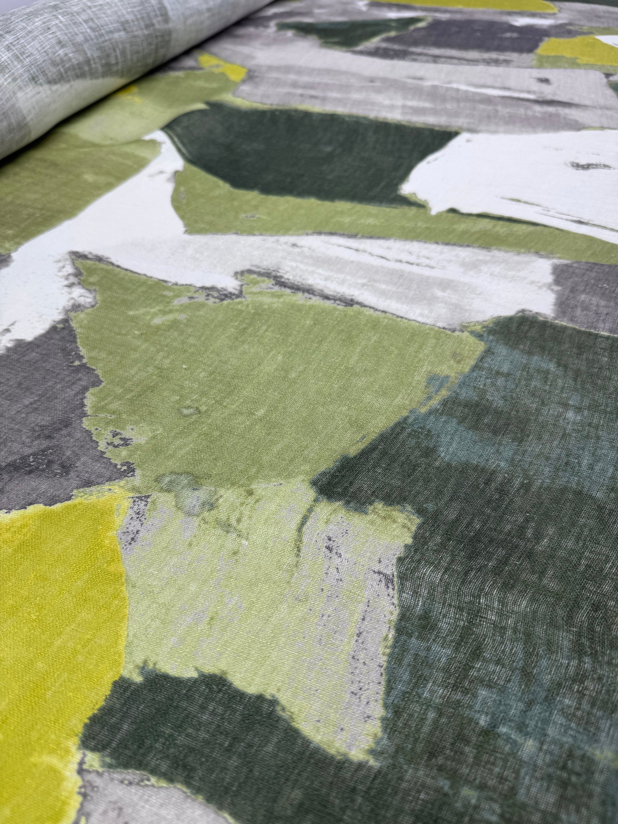 100% Pure Linen Gauze - Botanical Block - 137Cm