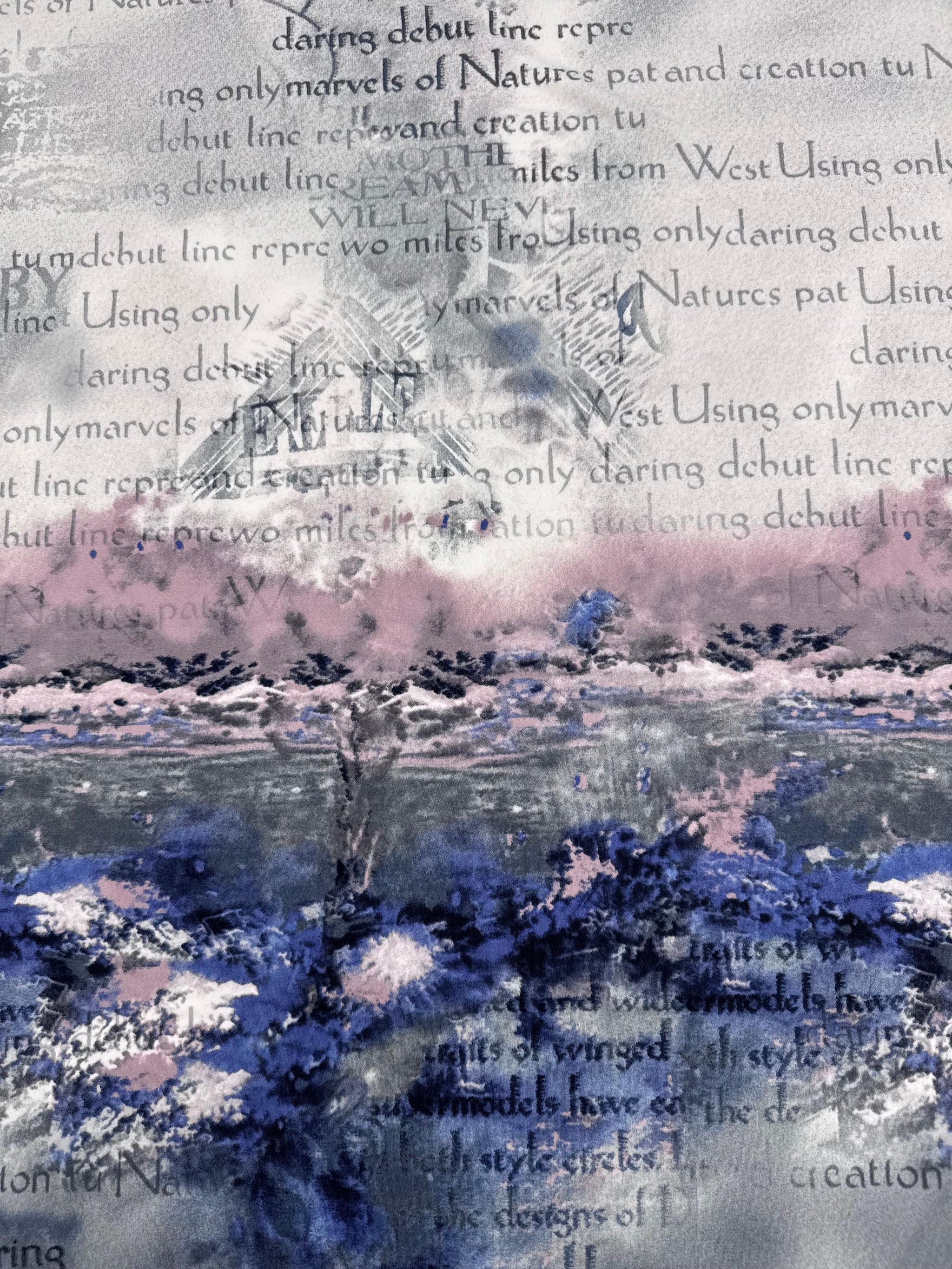 Designer Printed Lycra - Script Garden - 148cm