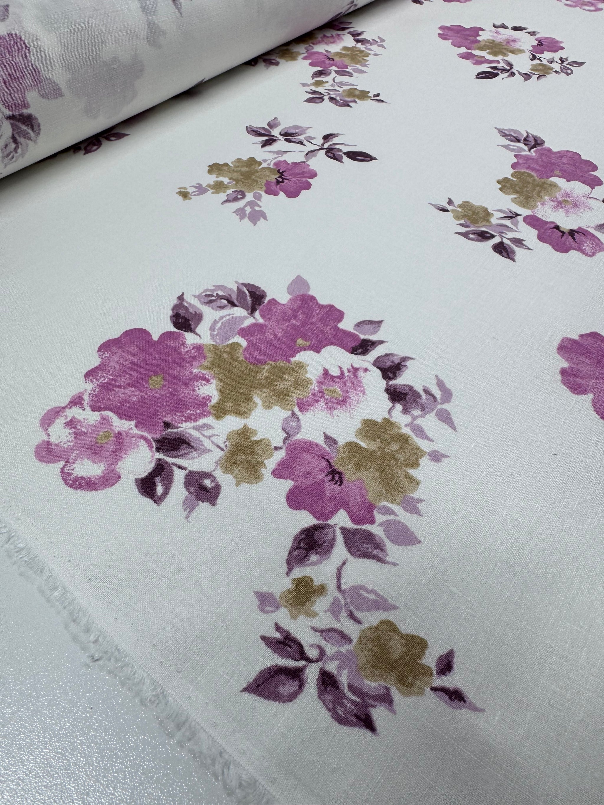 100% Pure Linen - Provence Bloom  - 142Cm