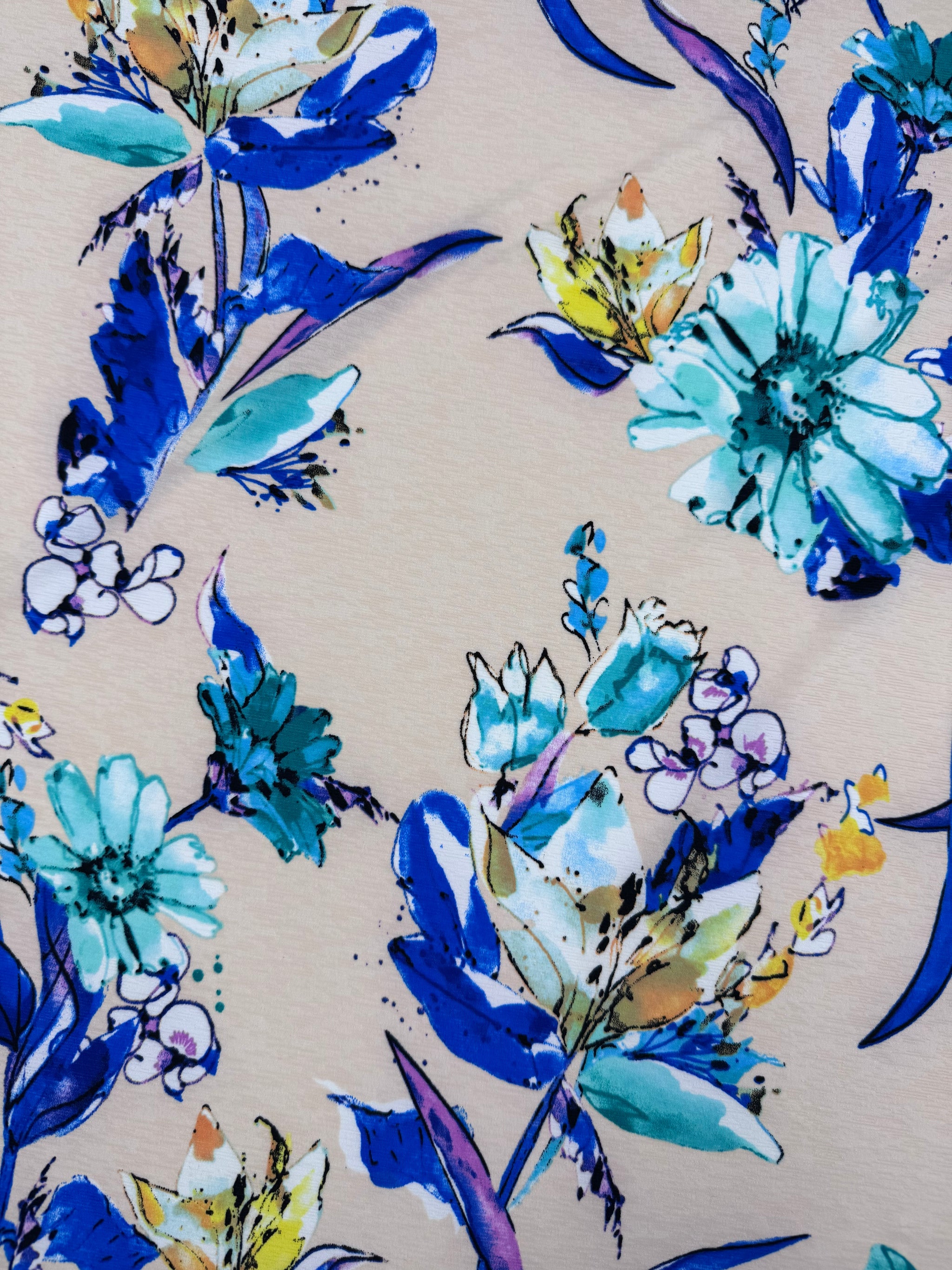 Printed Lycra - Blue Botanica - 148cm