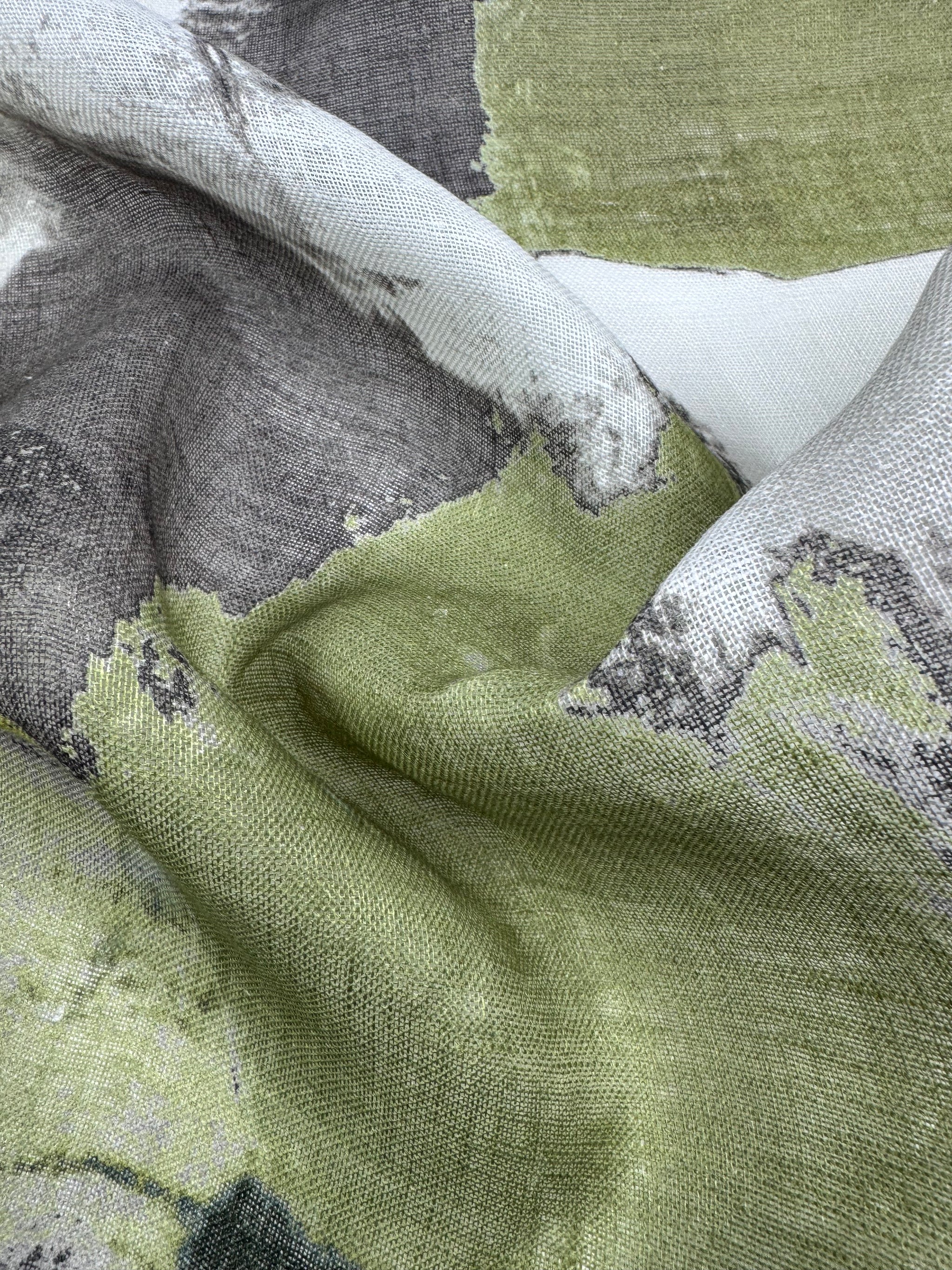100% Pure Linen Gauze - Botanical Block - 137Cm