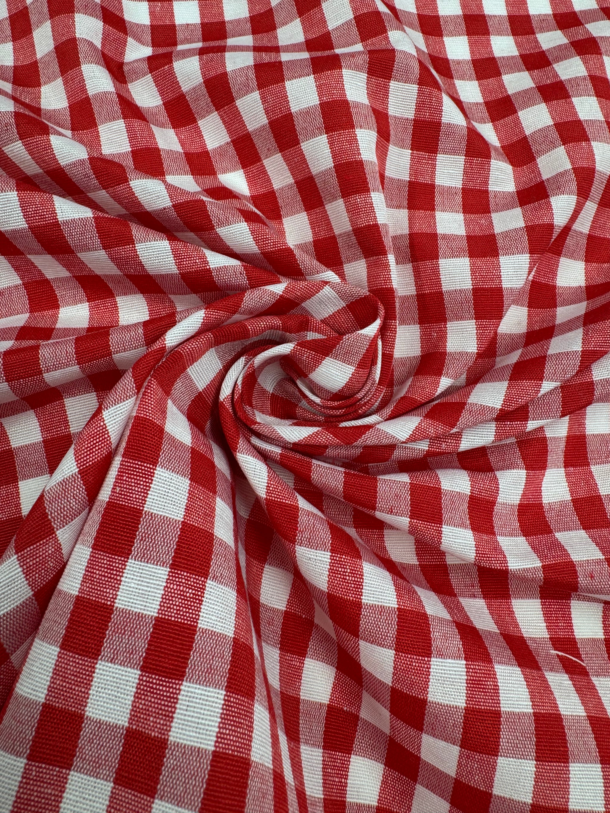 Linen Blend - Red & White  - 150cm