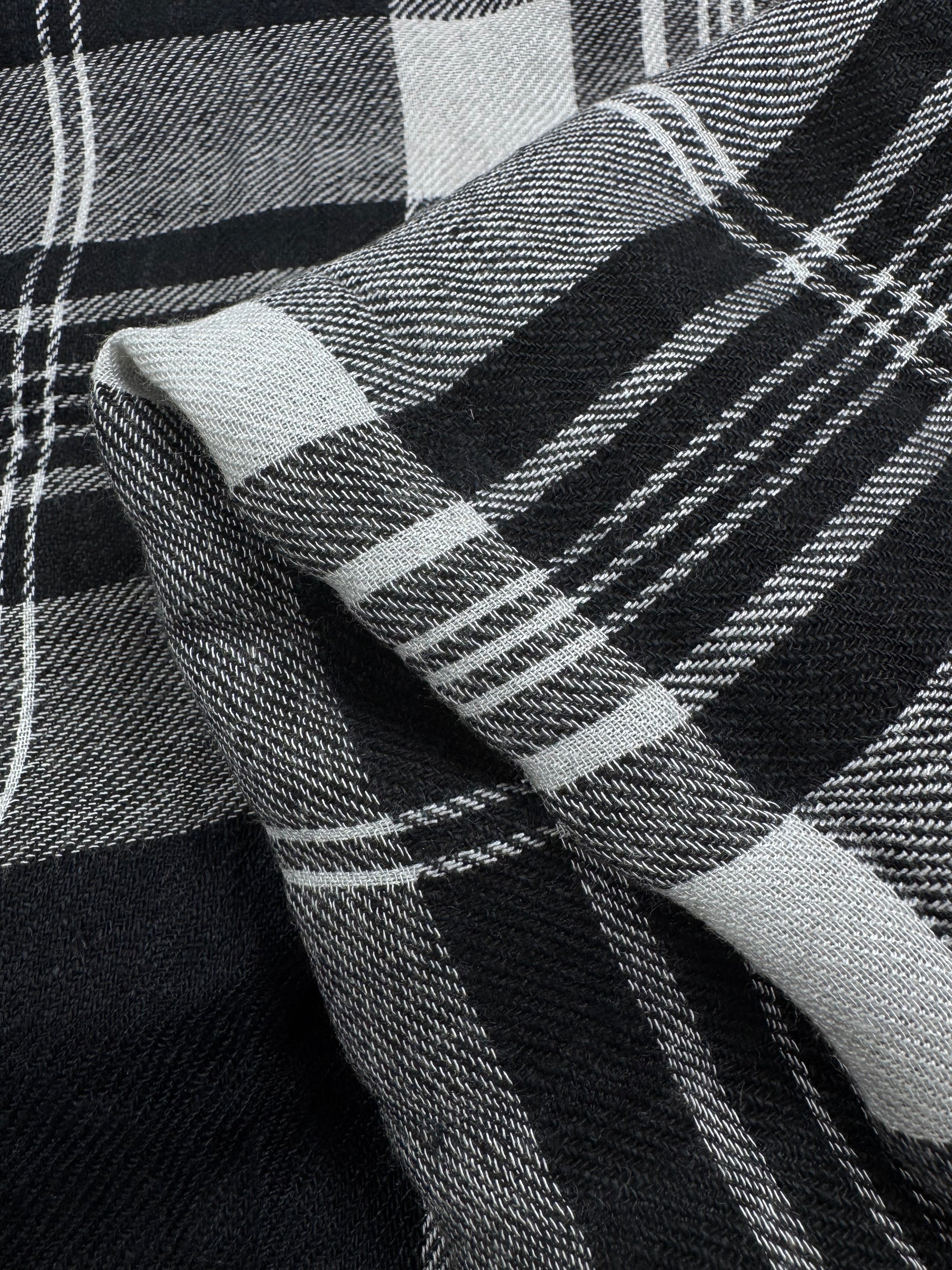 100% Pure Linen - Onyx Plaid - 145Cm