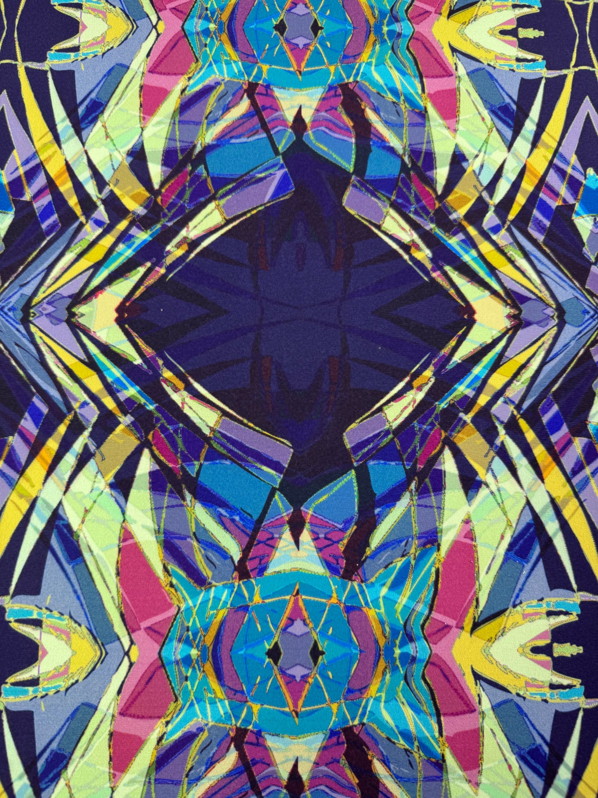 Designer Printed Lycra - Neon Prism - 150cm