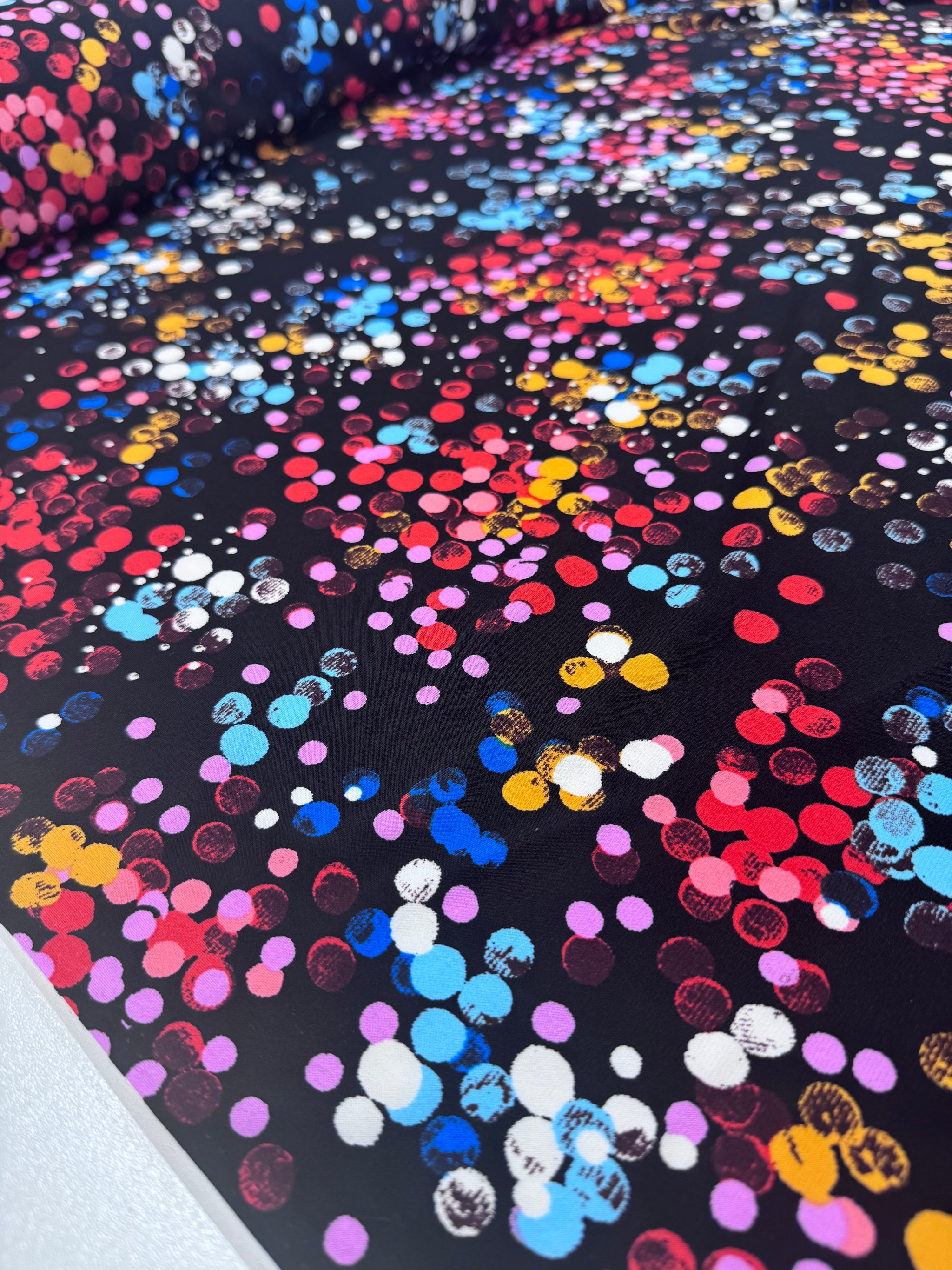 Designer Printed Lycra - Painted Stone Dots - 150cm