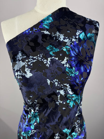 Stretch Velour - Saphir Sauvage  - 140cm