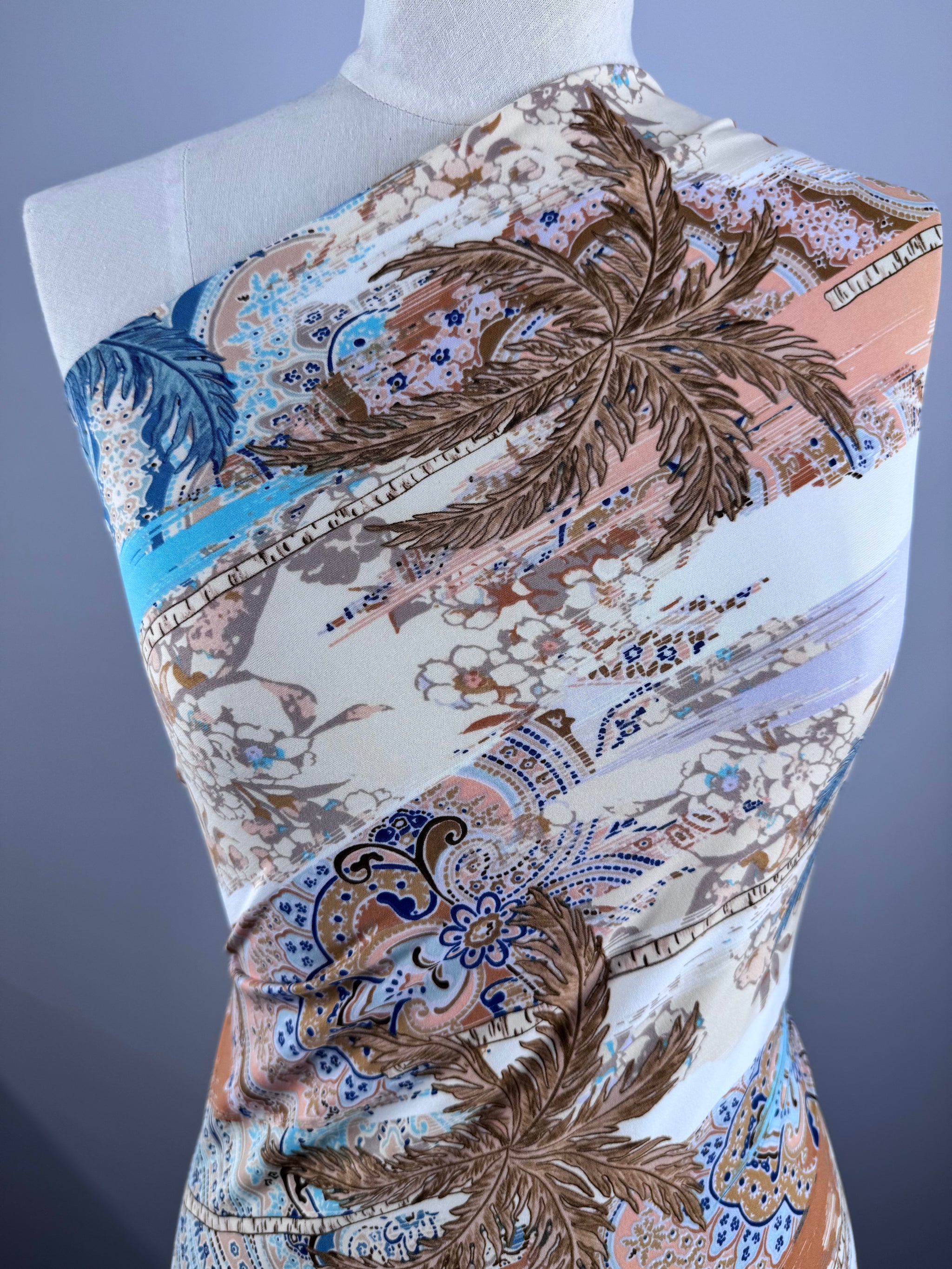 Designer Printed Lycra - Aqua Mosaic - 145cm