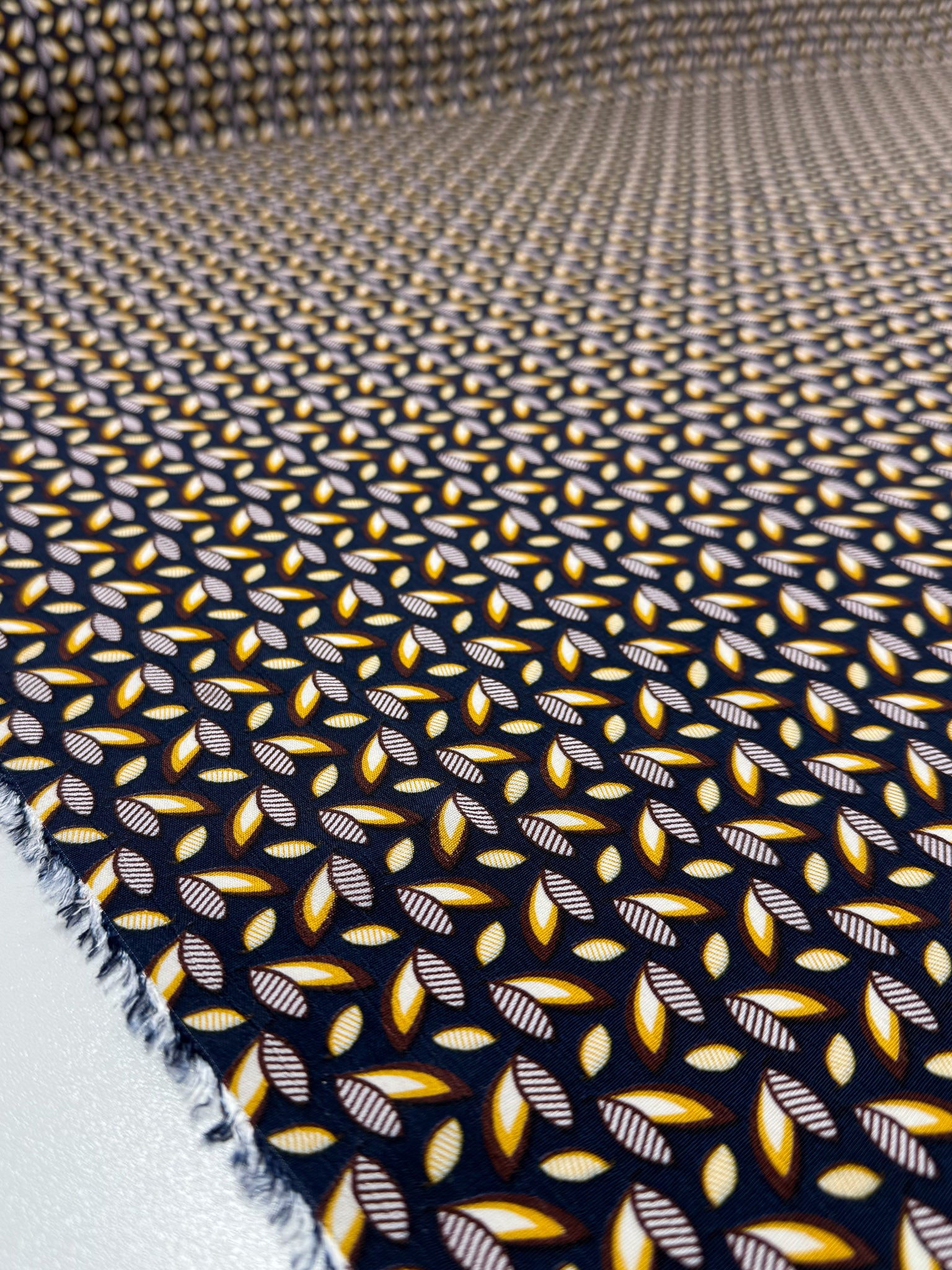 Viscose Crepe- Golden Leaf Geo - 150cm