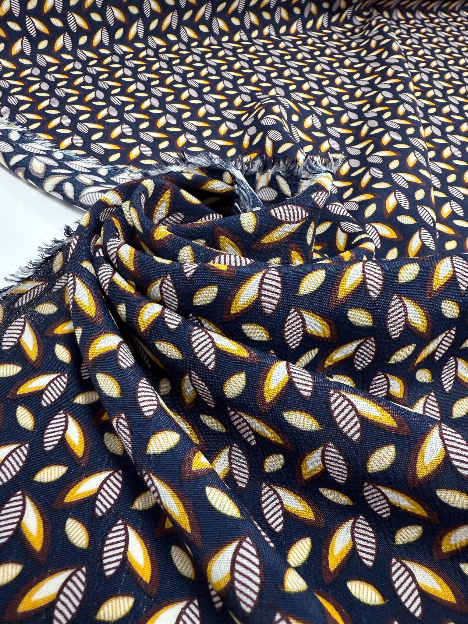 Viscose Crepe- Golden Leaf Geo - 150cm