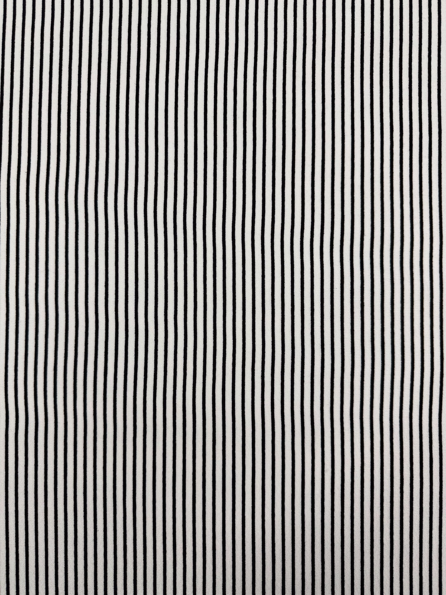 Printed Crepe Viscose - Monochrome Pinstripe - 130cm