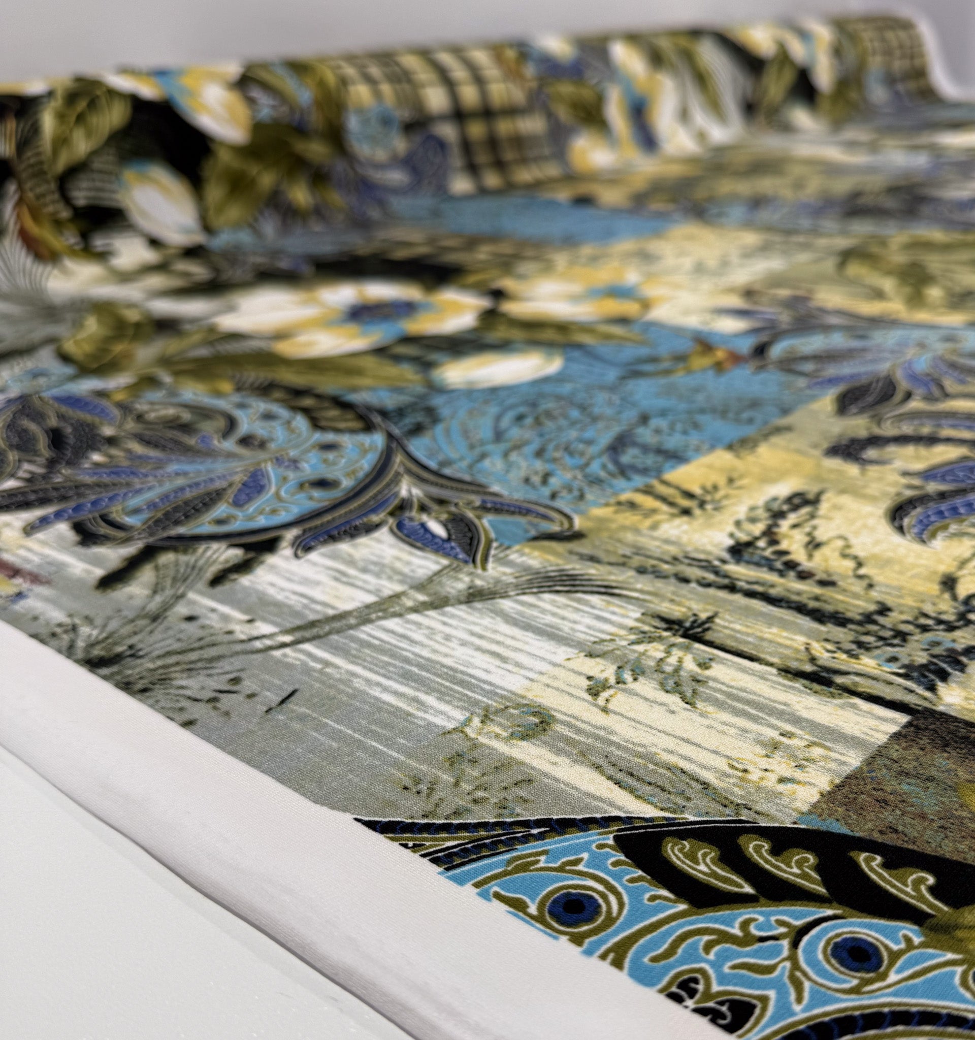 Designer Printed Lycra - Patchwork Garden Tapestry - 150cm
