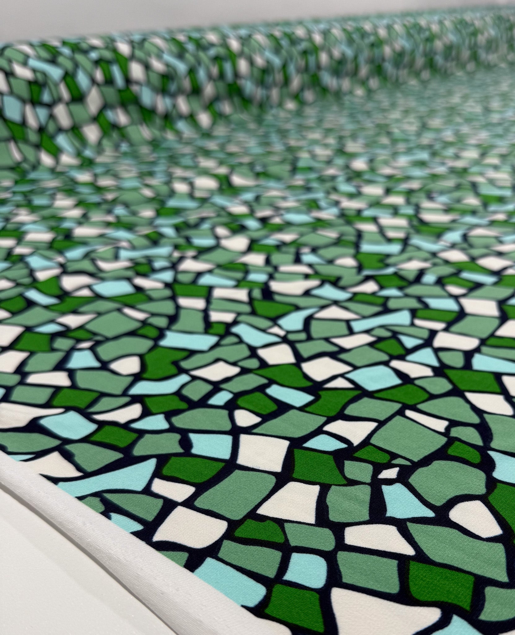 Designer Printed Lycra - Emerald Mosaic- 150cm