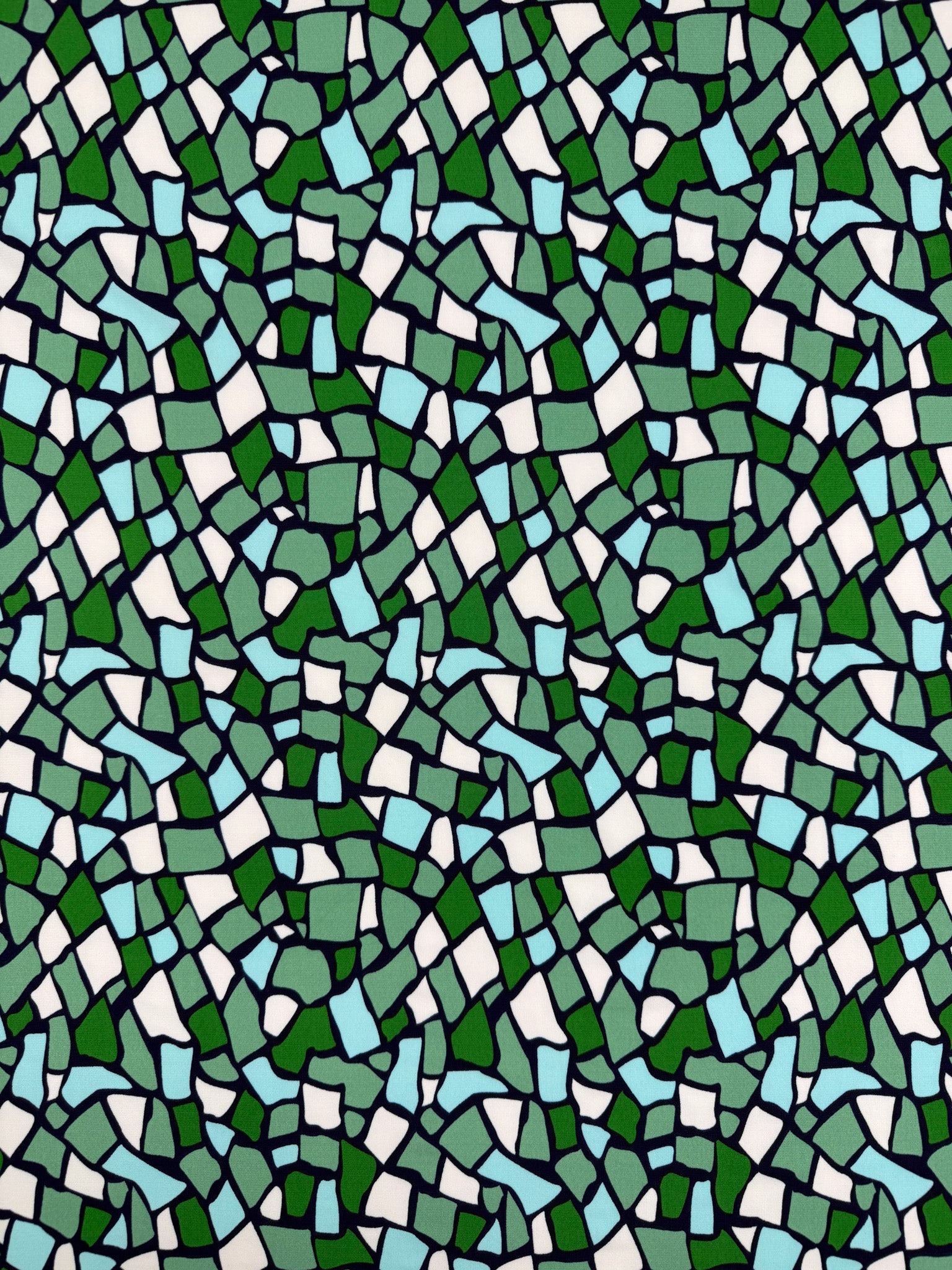 Designer Printed Lycra - Emerald Mosaic- 150cm