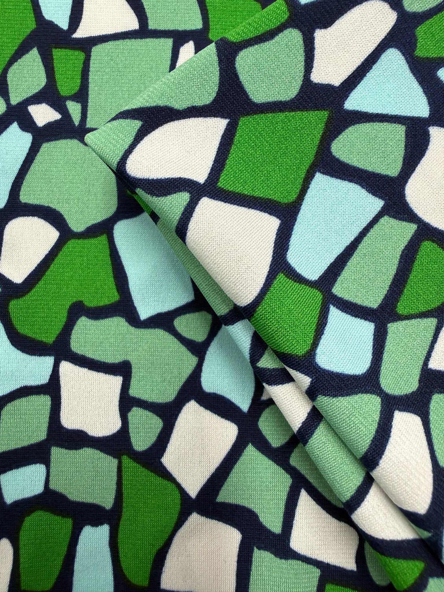 Designer Printed Lycra - Emerald Mosaic- 150cm