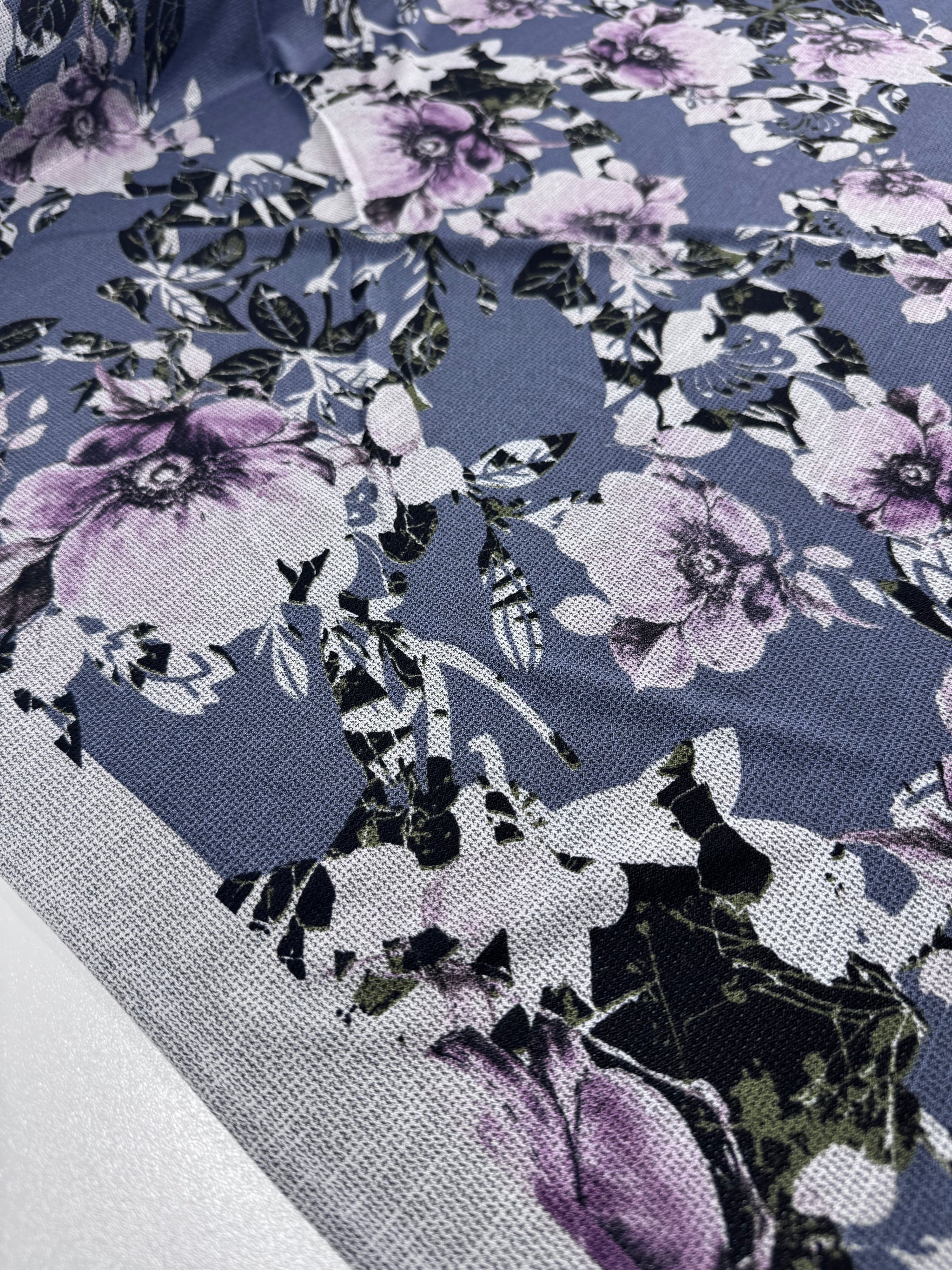 Textured Knit - Ash Floral - 150cm