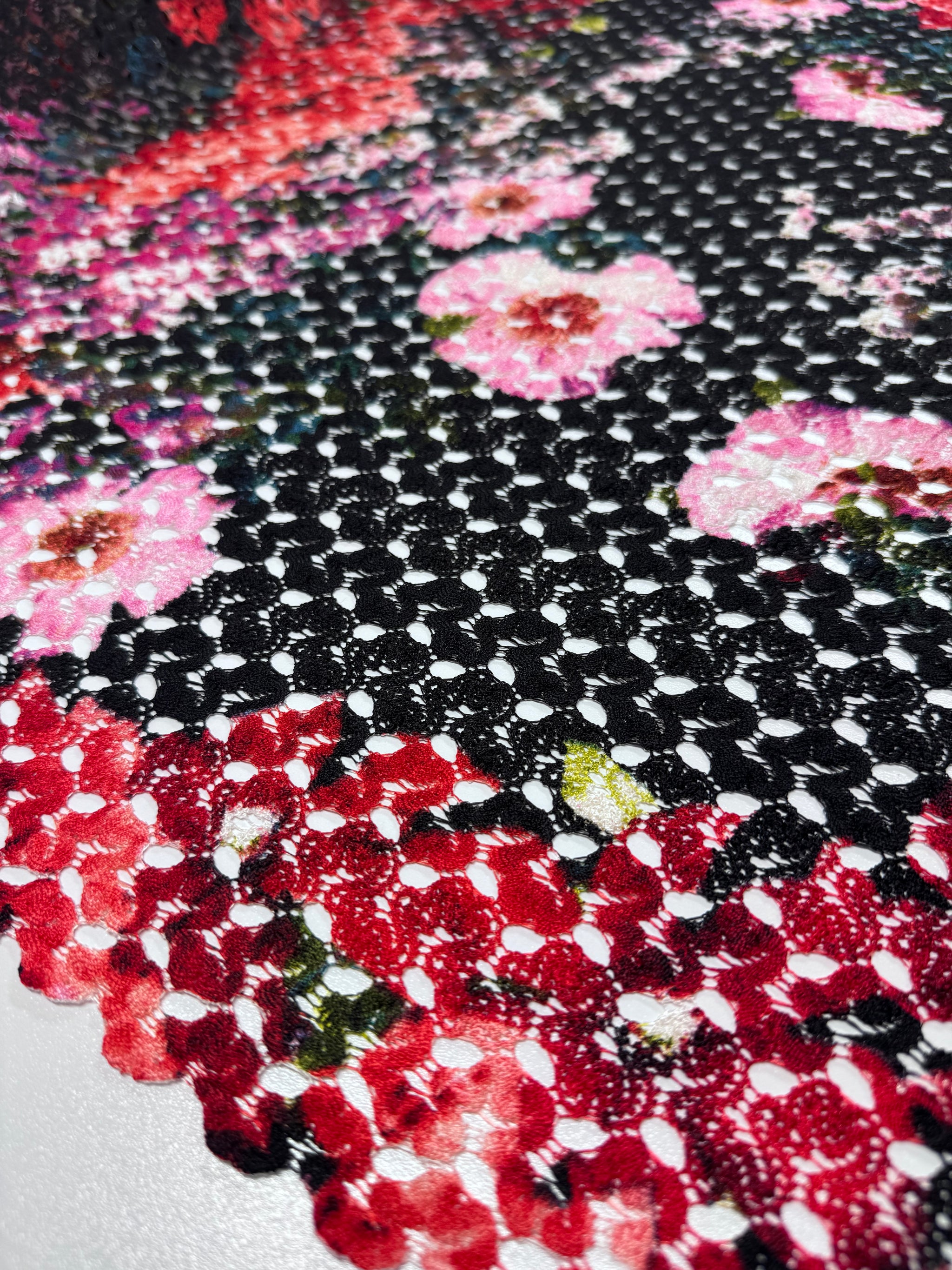 Designer Anglaise Lace - Neon Bloom - 128cm