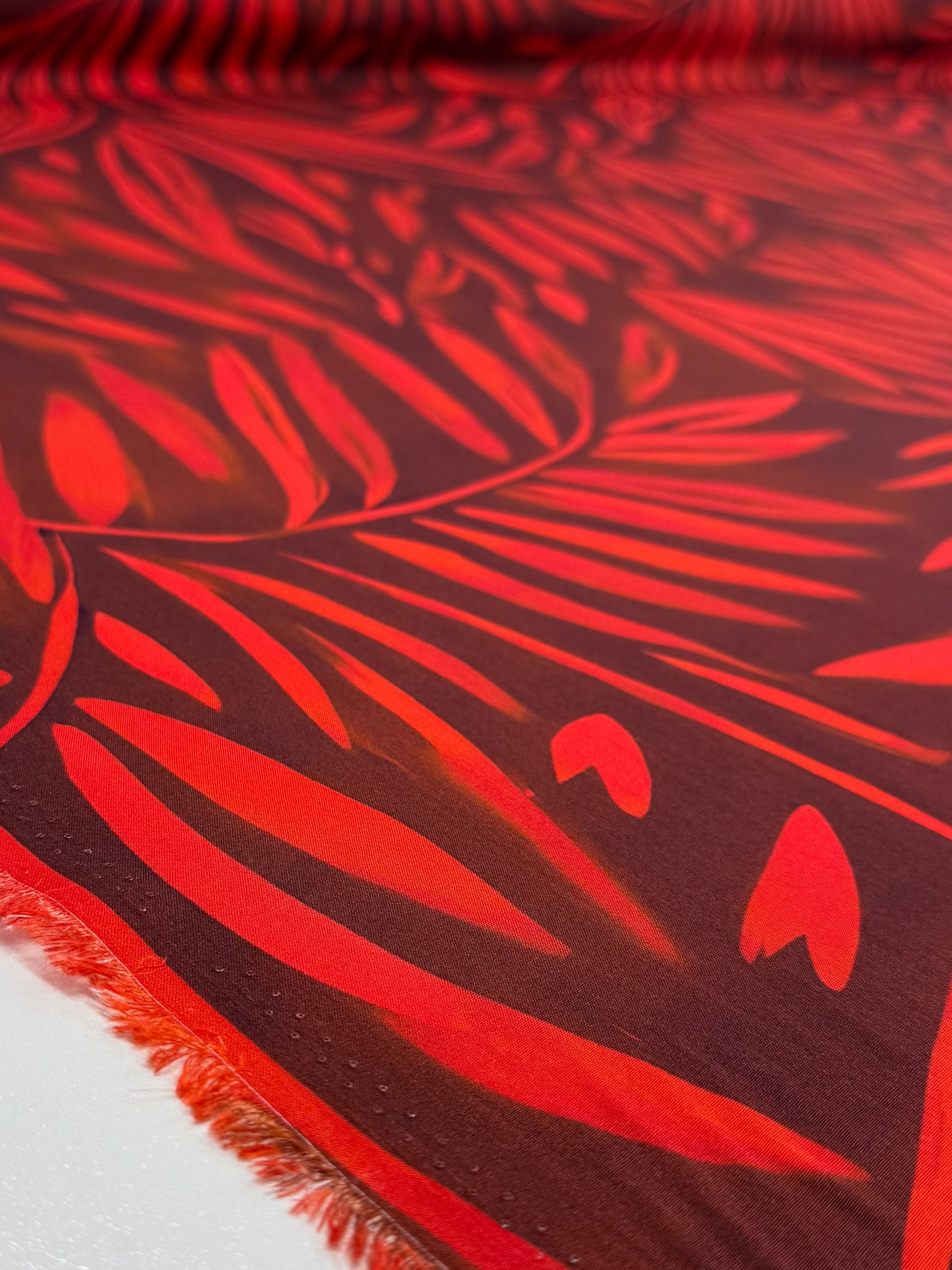 Designer Rayon - Crimson Palm - 144cm