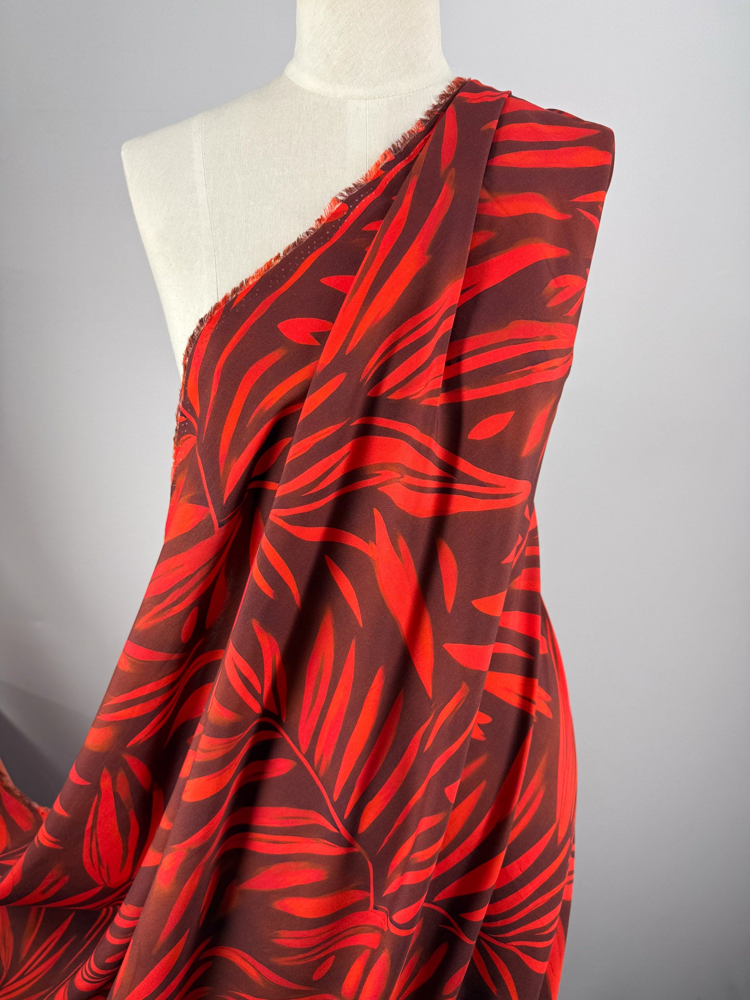 Designer Rayon - Crimson Palm - 144cm