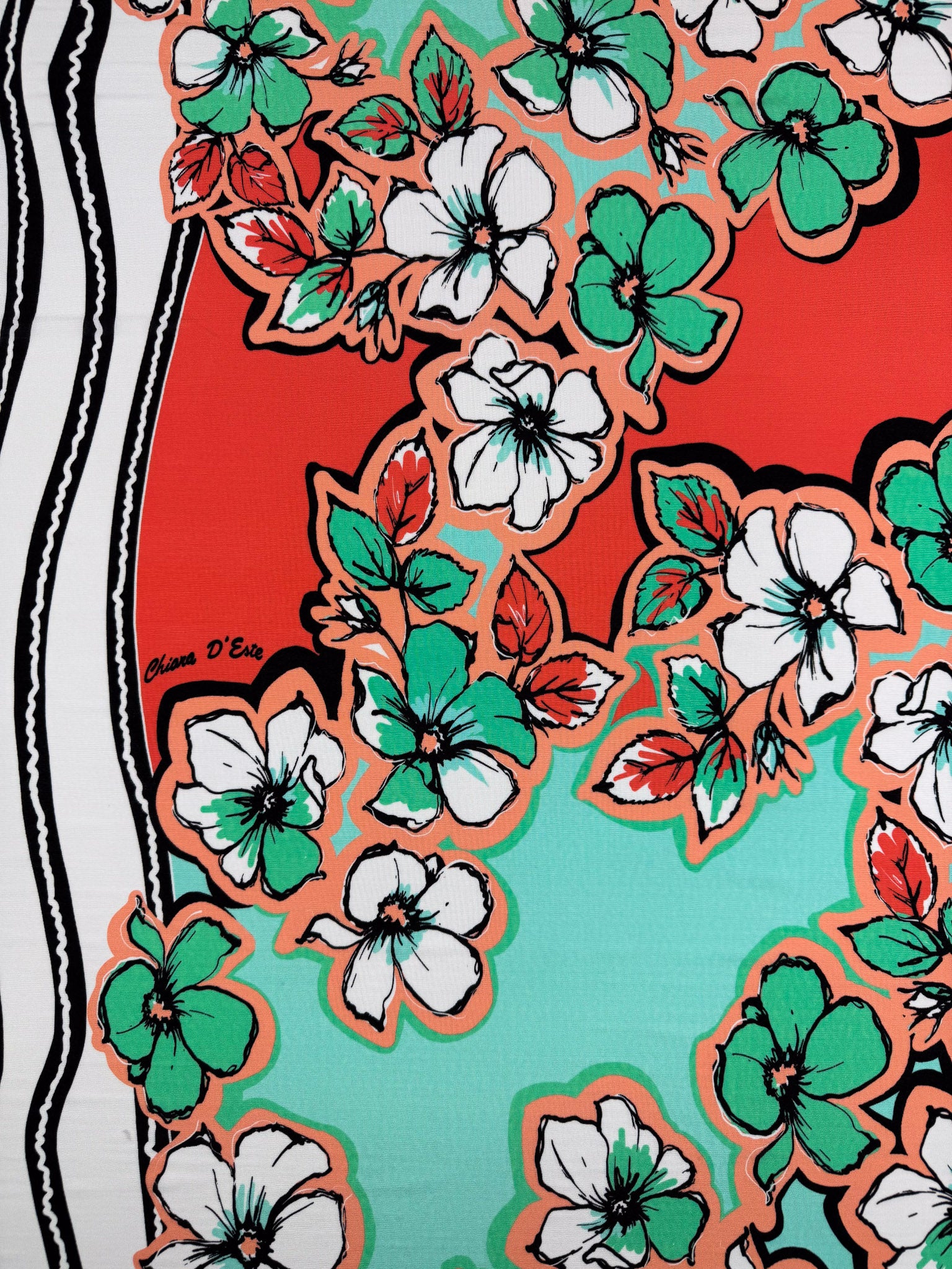 Viscose Knit Jersey - Coral Sketch - 125cm