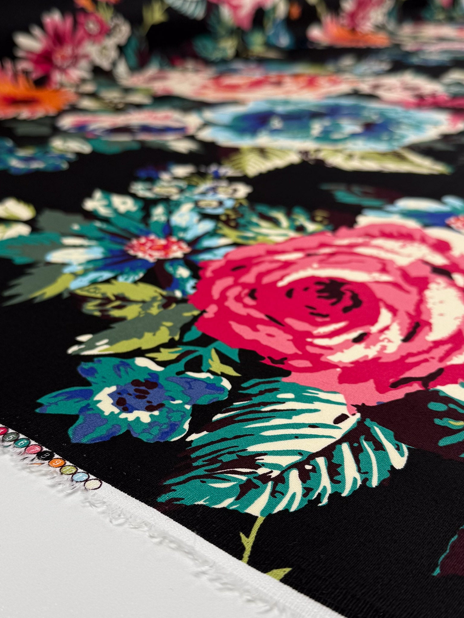 Cotton Sateen - Black Multi Floral - 145cm