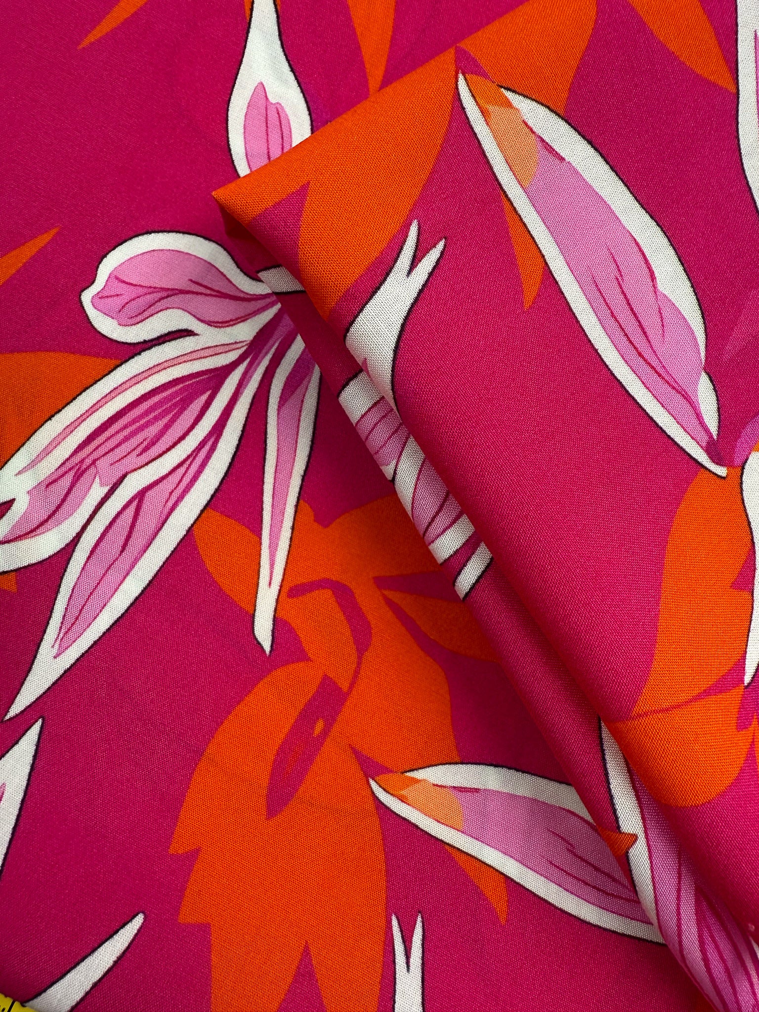 Designer Rayon - Magenta Leaf - 145cm