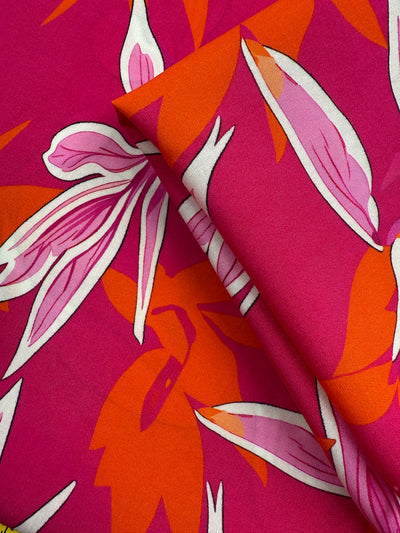 Designer Rayon - Magenta Leaf - 145cm